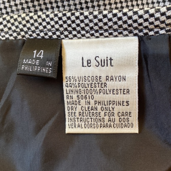 Le Suit Black & White Checkered Pencil Suit Skirt Size 14 - Picture 7 of 7